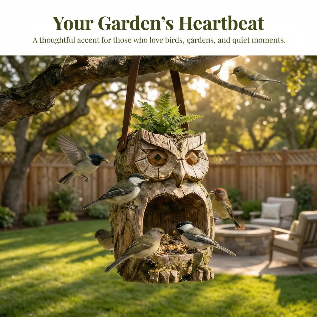 Woodland Owl Hanging Bird Feeder