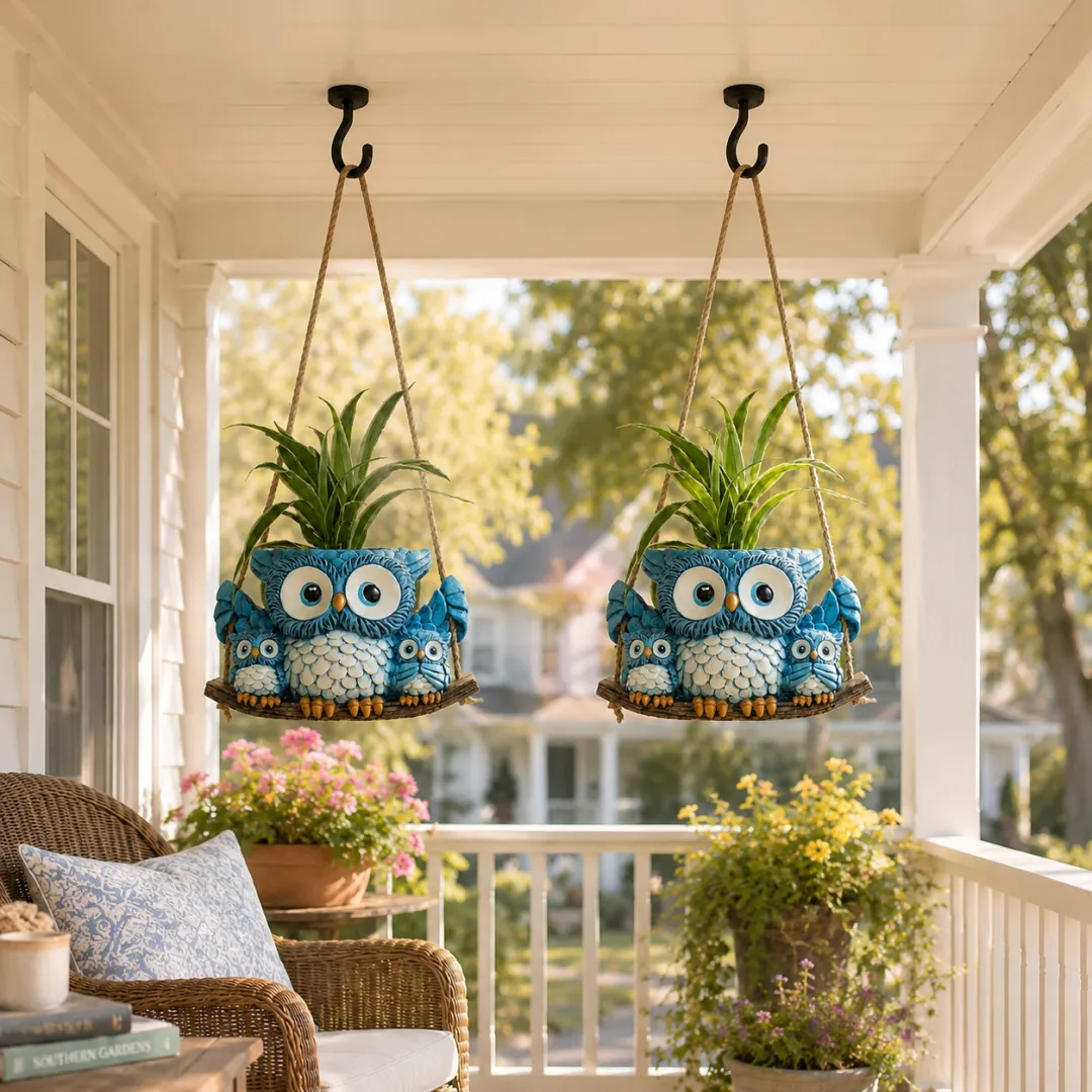 Owl Family Hanging Planter