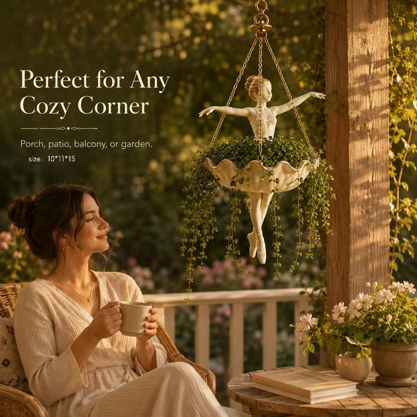 💃 Ballet Dancer Hanging Planter– 🌿Elegant Garden Decor for Porch & Patio