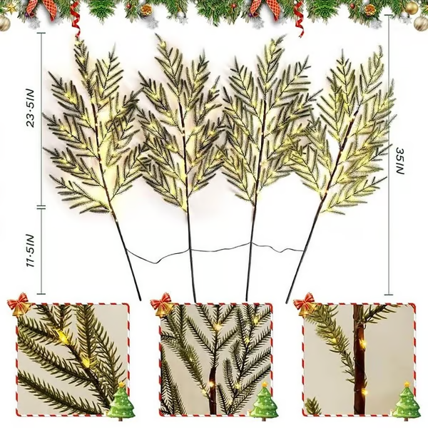 🎄 35 Christmas Lighted Norfolk Pine Branches