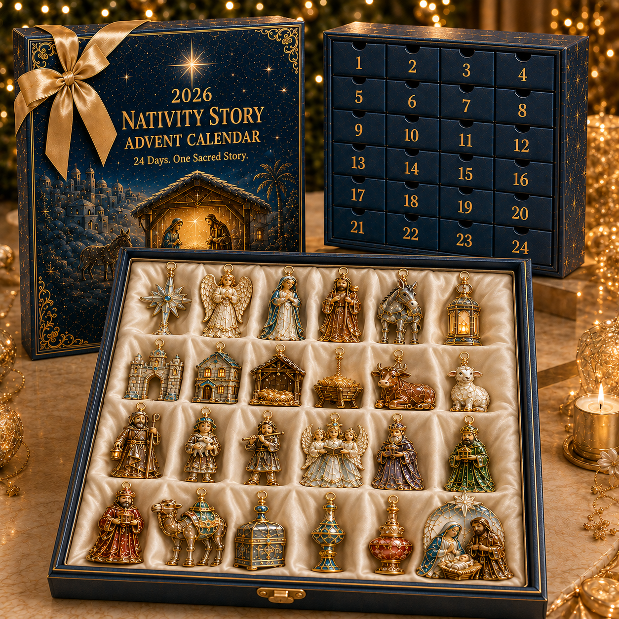 2026 Nativity Story Advent Calendar – 24-Day Christmas Countdown Ornament Set
