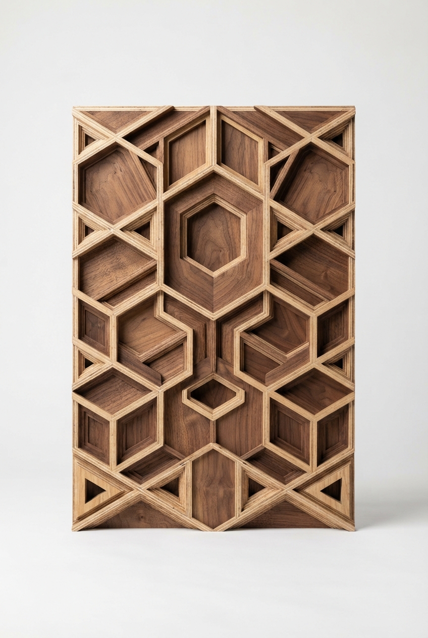 Layered wooden wall panel decor