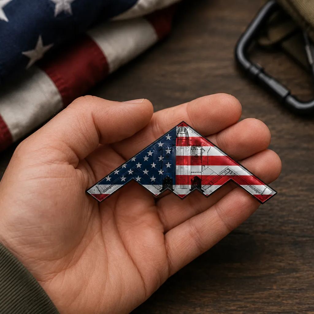 Spirit of ’76 B-2 Stealth Bomber Challenge Coin – 250th Anniversary Patriotic Collectible