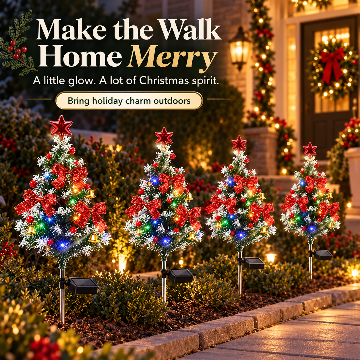 Christmas garden at dusk