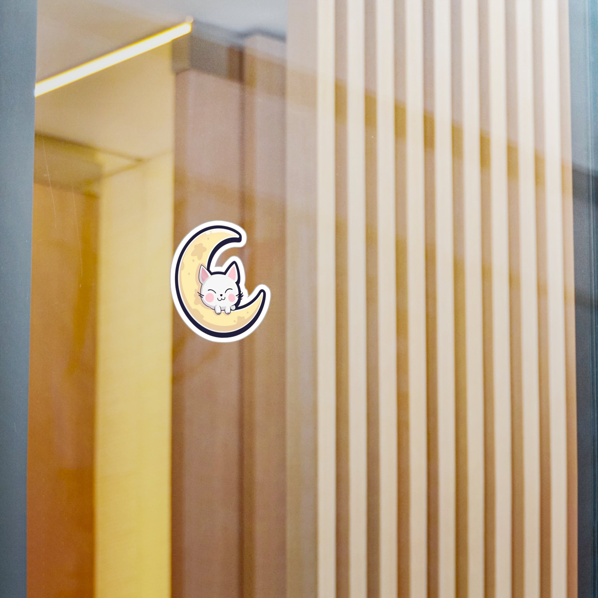 Adorable Cat on Moon Sticker - Perfect for Cat Lovers & Space Enthusiasts 