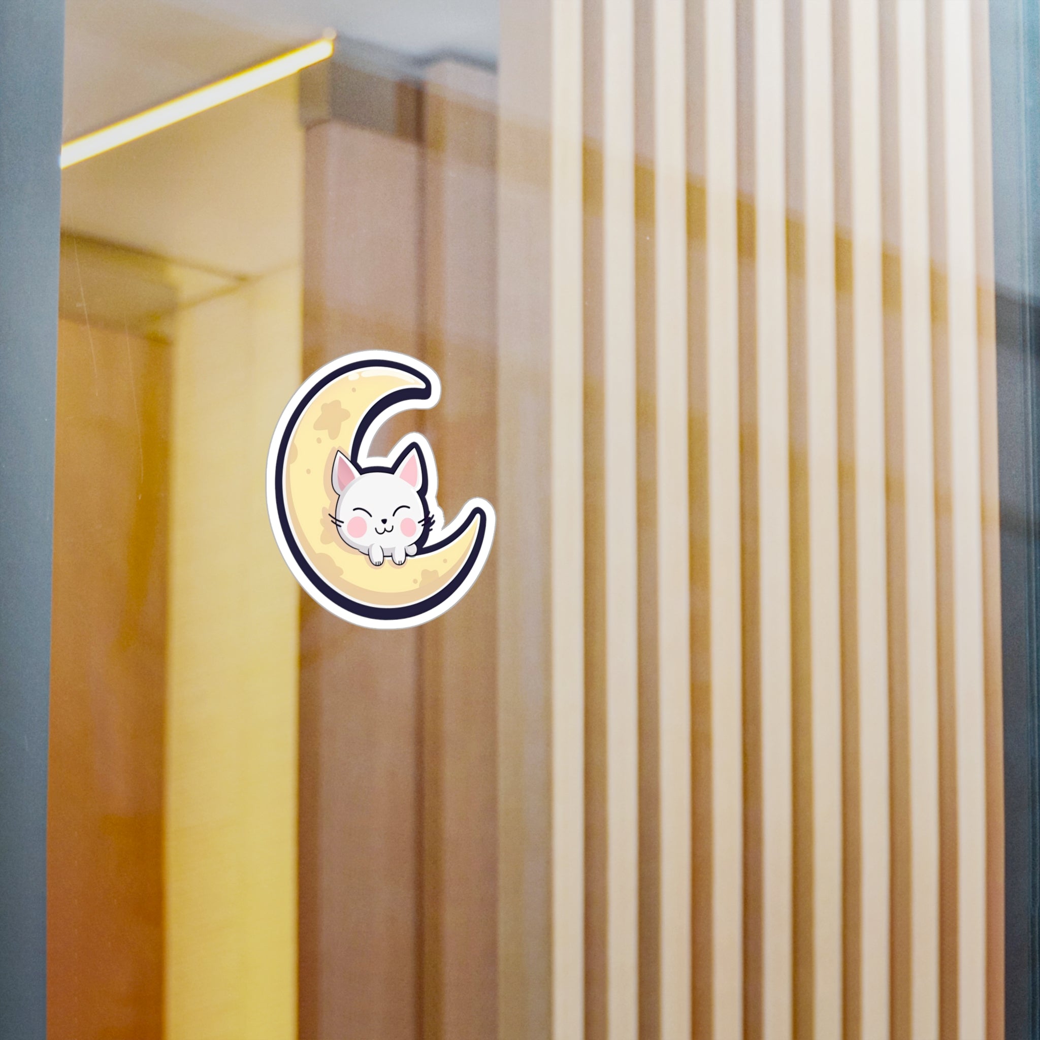 Adorable Cat on Moon Sticker - Perfect for Cat Lovers & Space Enthusiasts 