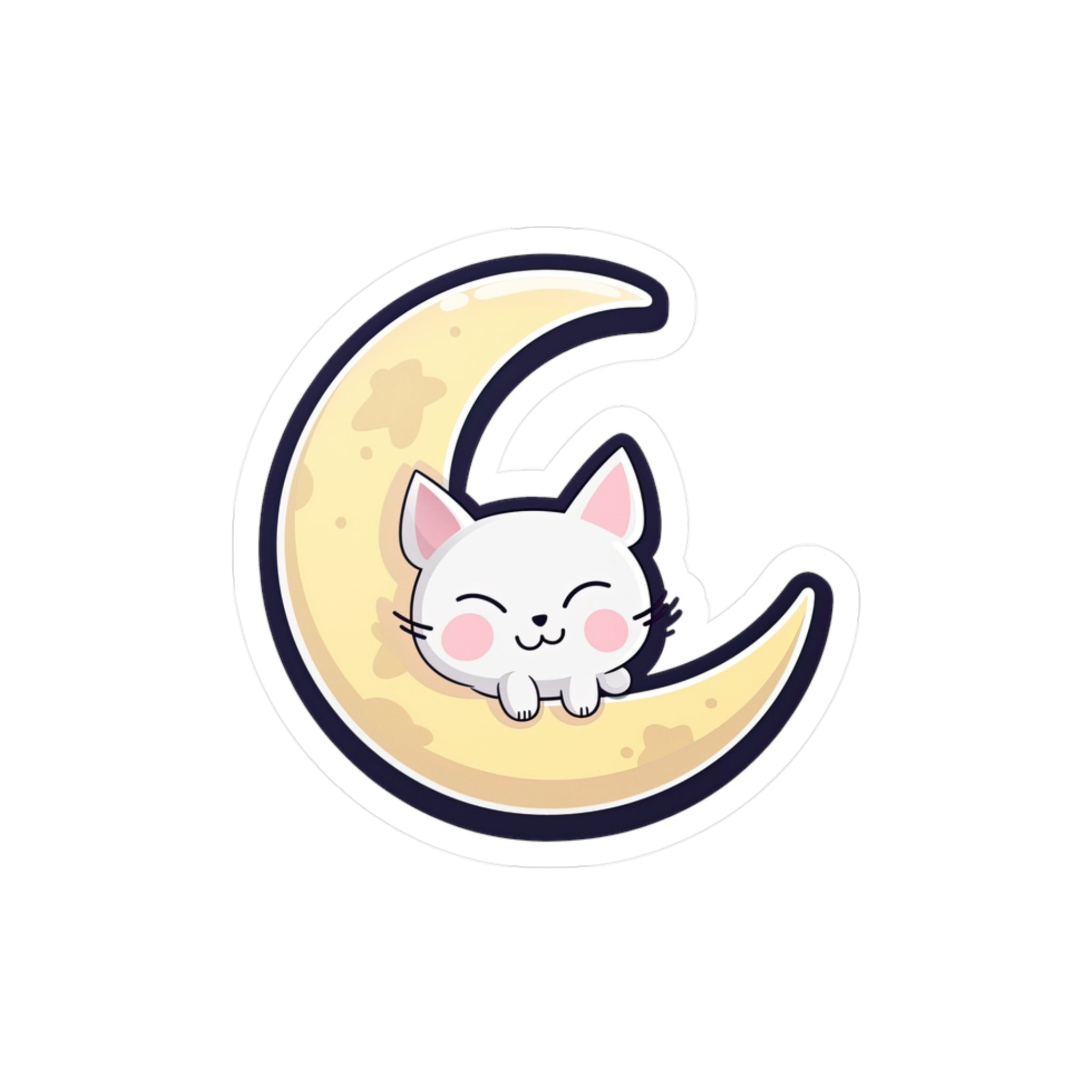 Adorable Cat on Moon Sticker - Perfect for Cat Lovers & Space Enthusiasts 