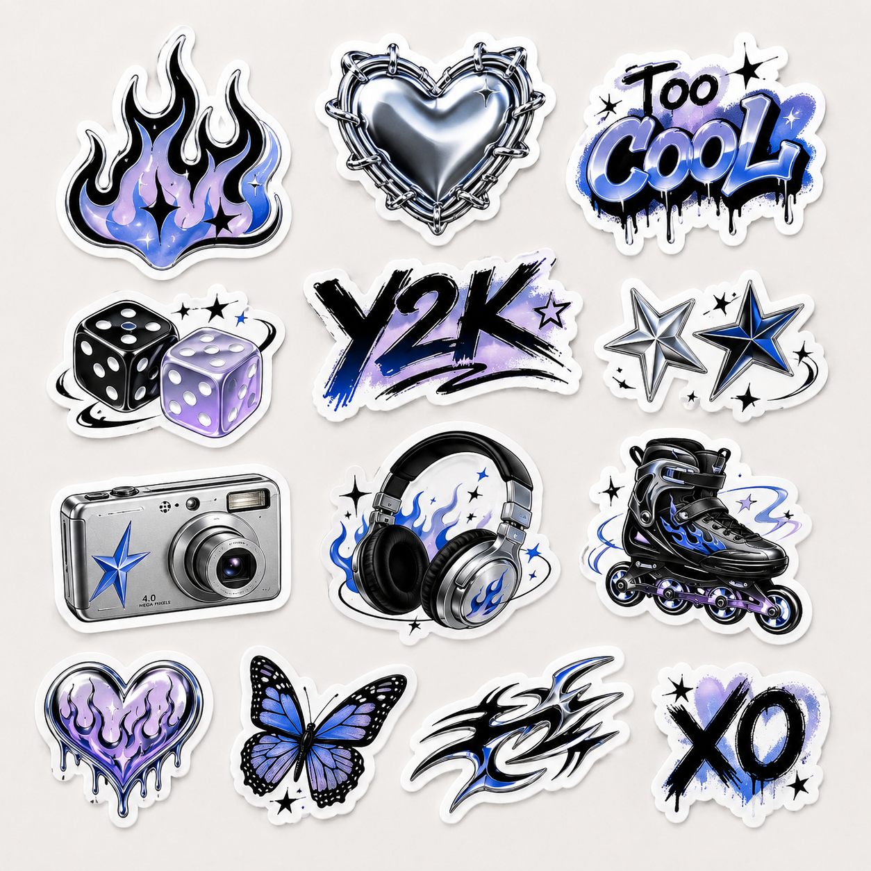 10-Piece Glossy Epoxy Resin Phone Sticker Set