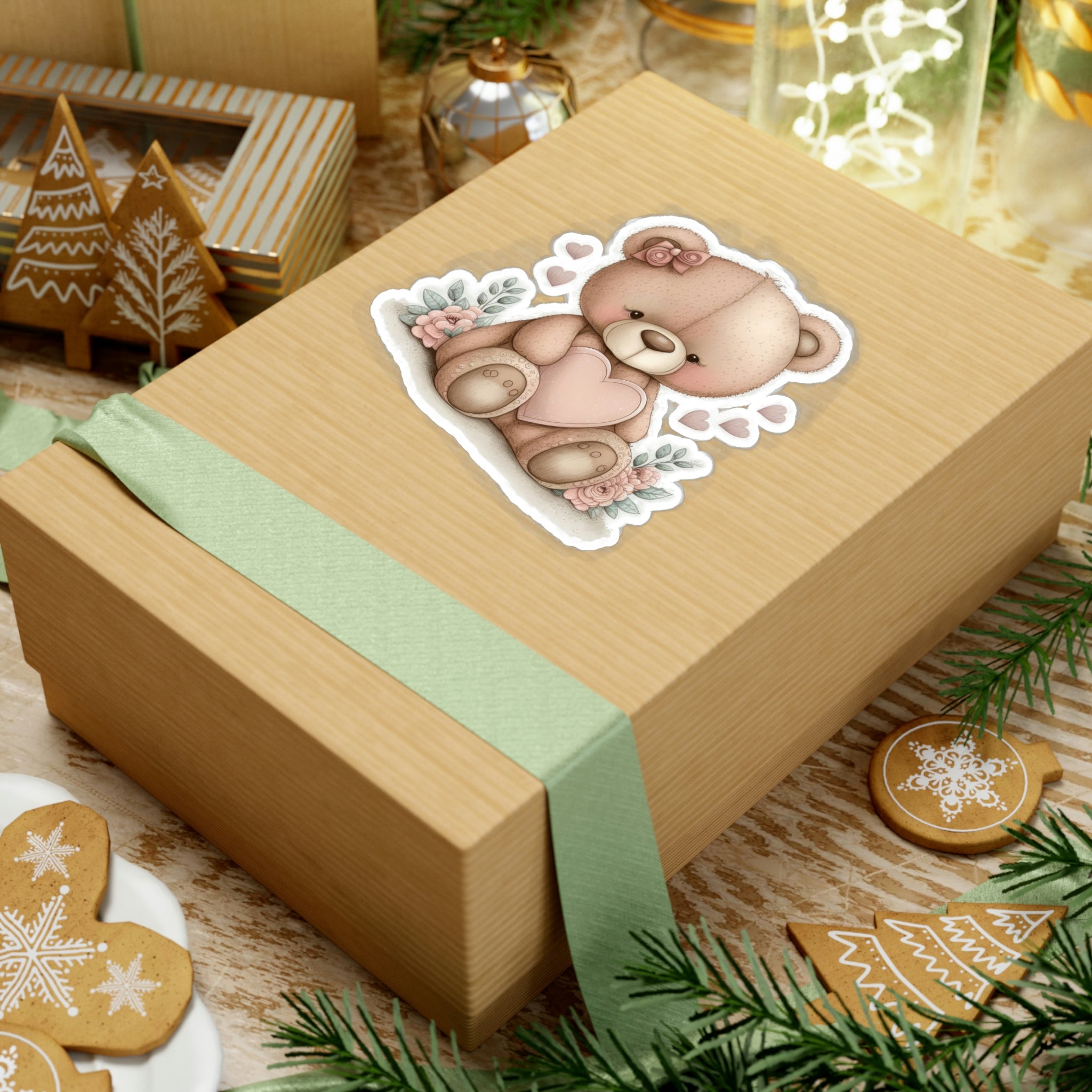 Adorable Retro Teddy Bear Illustration – Pink Blush Perfect for Love Celebrations
