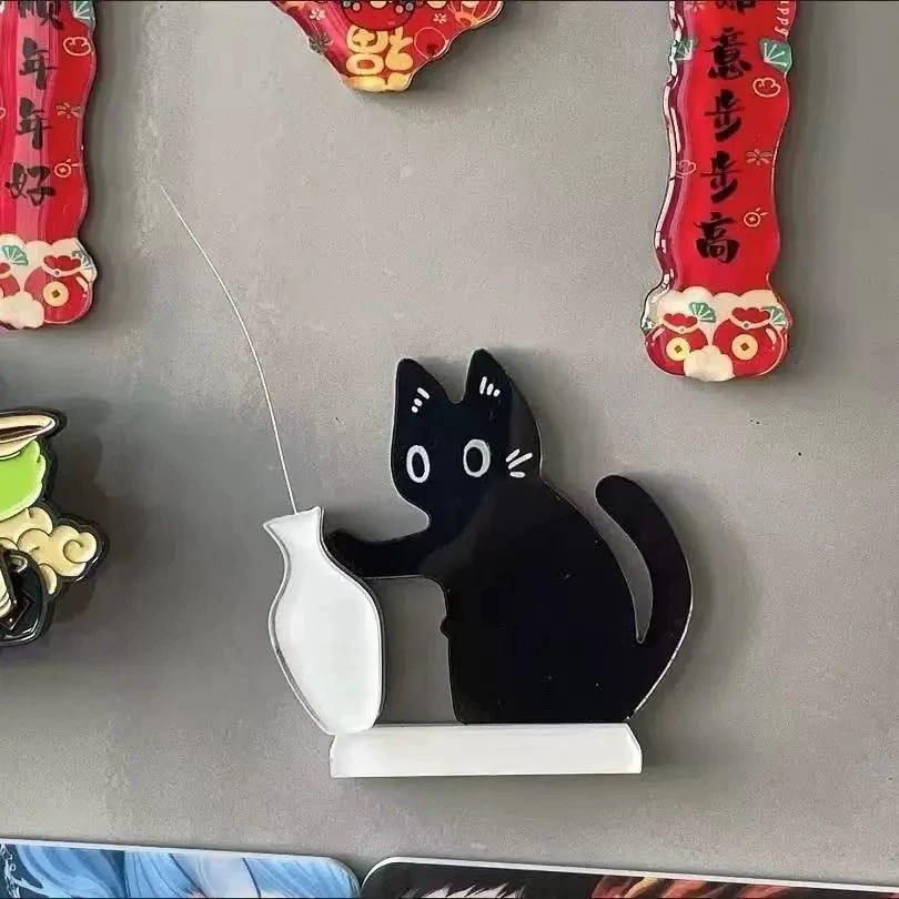 Multi-Functional Cat Fridge Magnet - Flower Vase & Pet Hair/Whisker Storage, Magnetic Display Decor