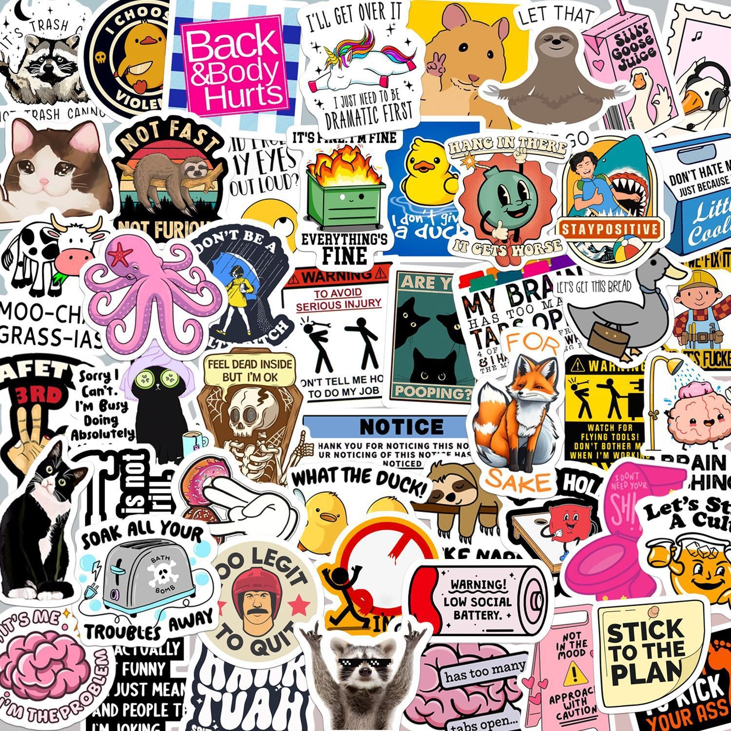 🔥💡130PCS Funny Saying Sticker Pack - Snarky, Sarcastic Bold Humor Vinyl Waterproof Meme stickers for laptop-LuvMyGift.com