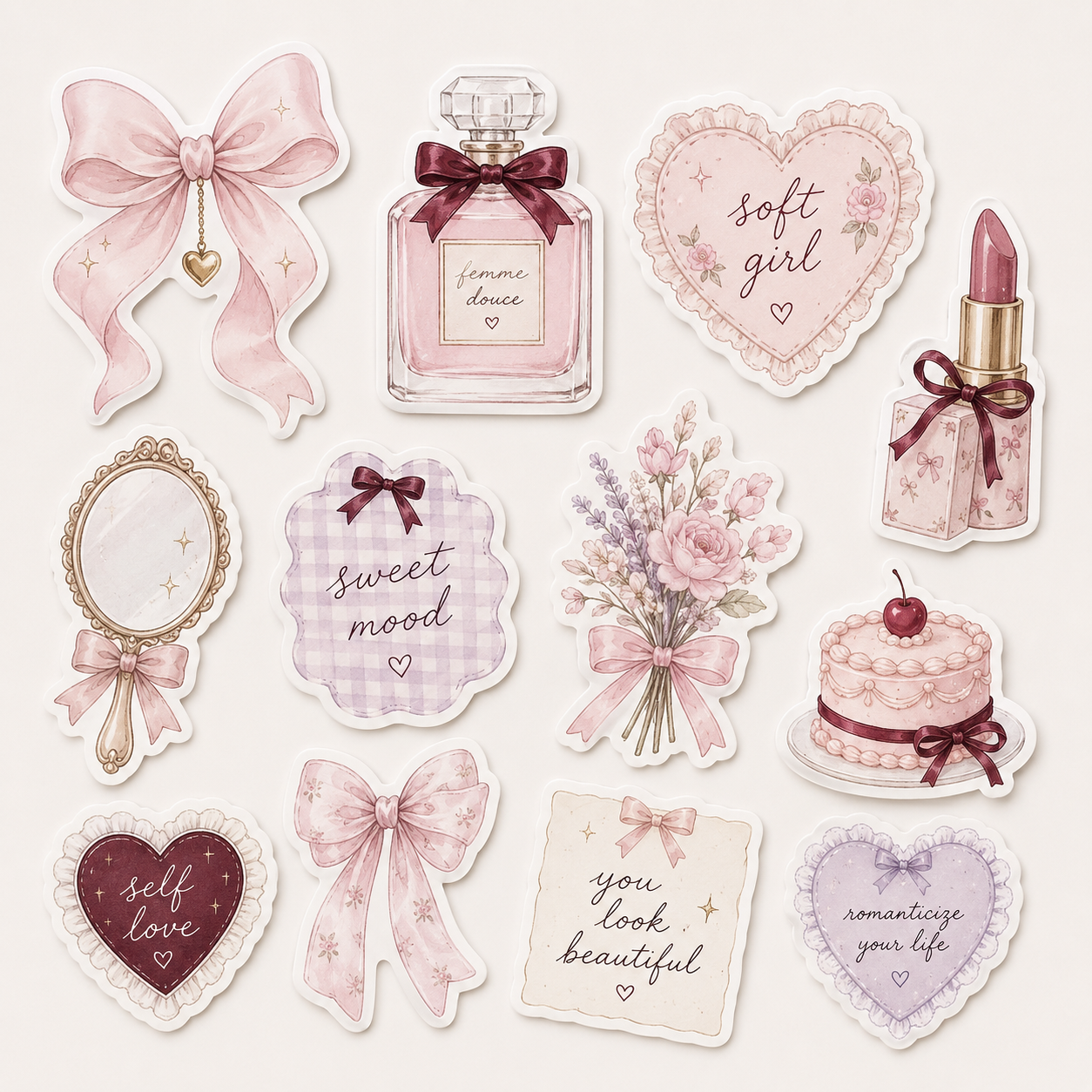 10-Piece Glossy Epoxy Resin Phone Sticker Set