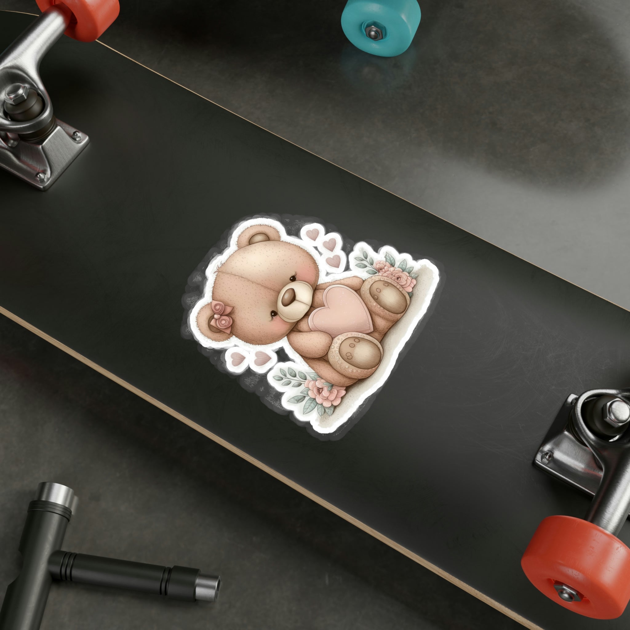 Adorable Retro Teddy Bear Illustration – Pink Blush Perfect for Love Celebrations