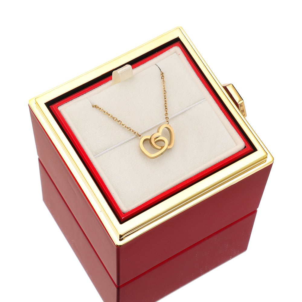 Eternal Rose Rotating Box With Pure Silver Necklace Gift Set
