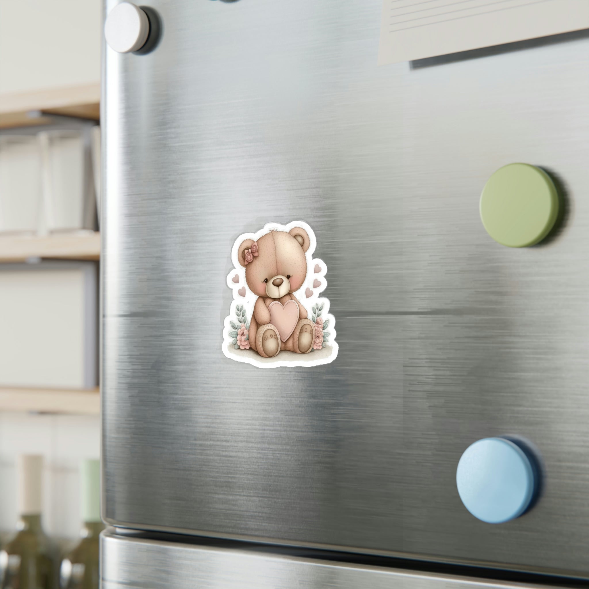 Adorable Retro Teddy Bear Illustration – Pink Blush Perfect for Love Celebrations