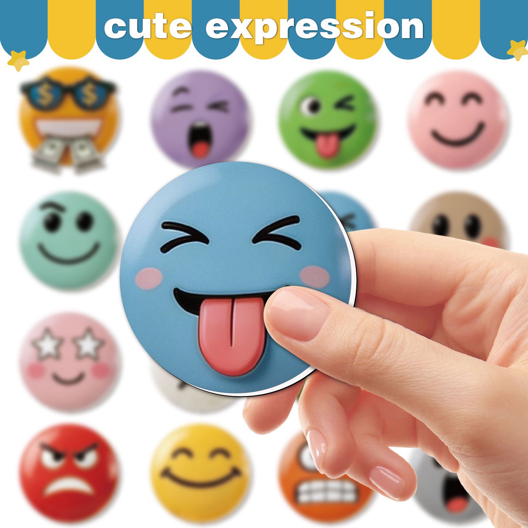 16PCS Cute Expression Fridge Magnets – Funny Emoji Magnetic Decor Set