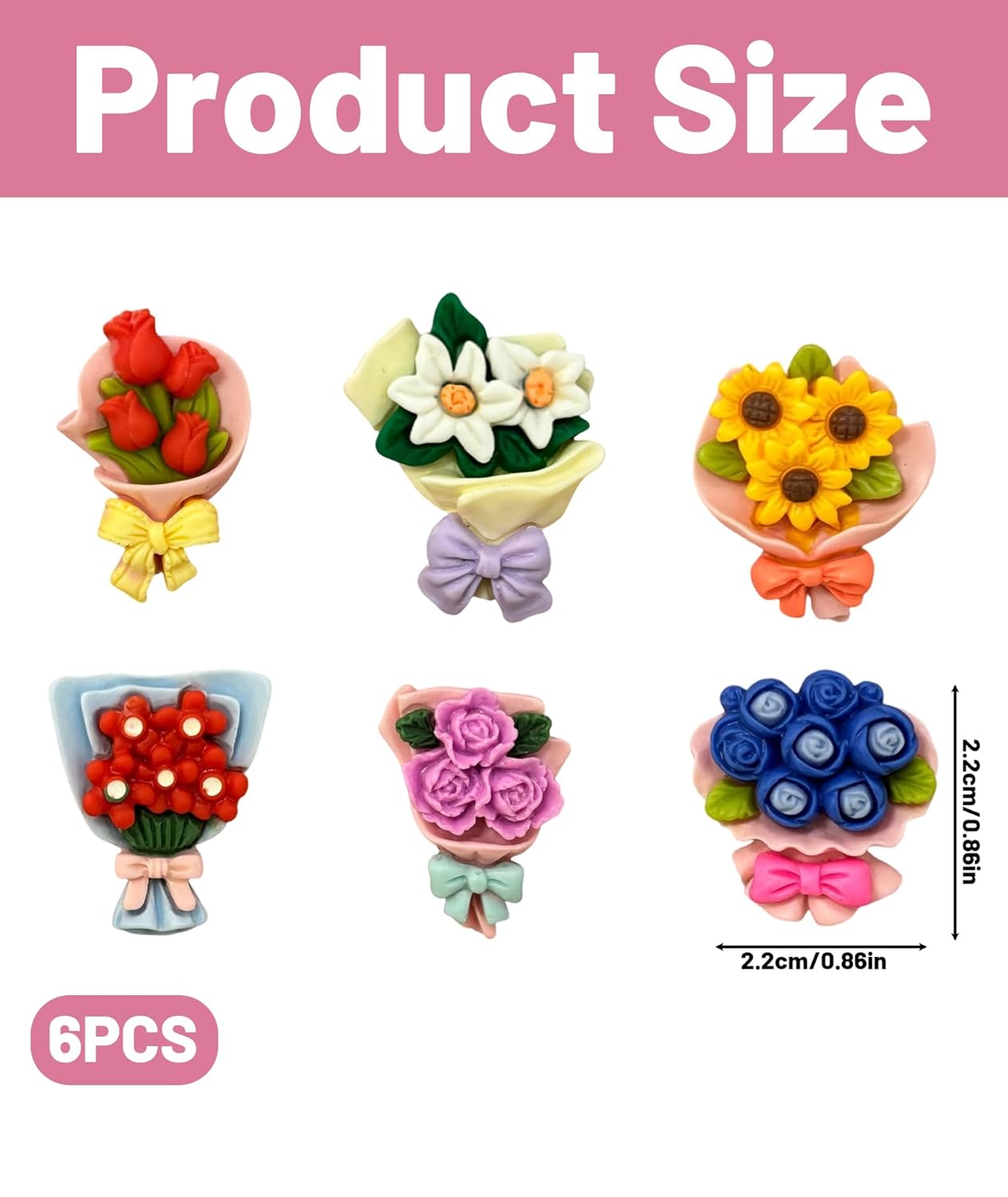 6PCS Mini Flower Vase Fridge Magnet,