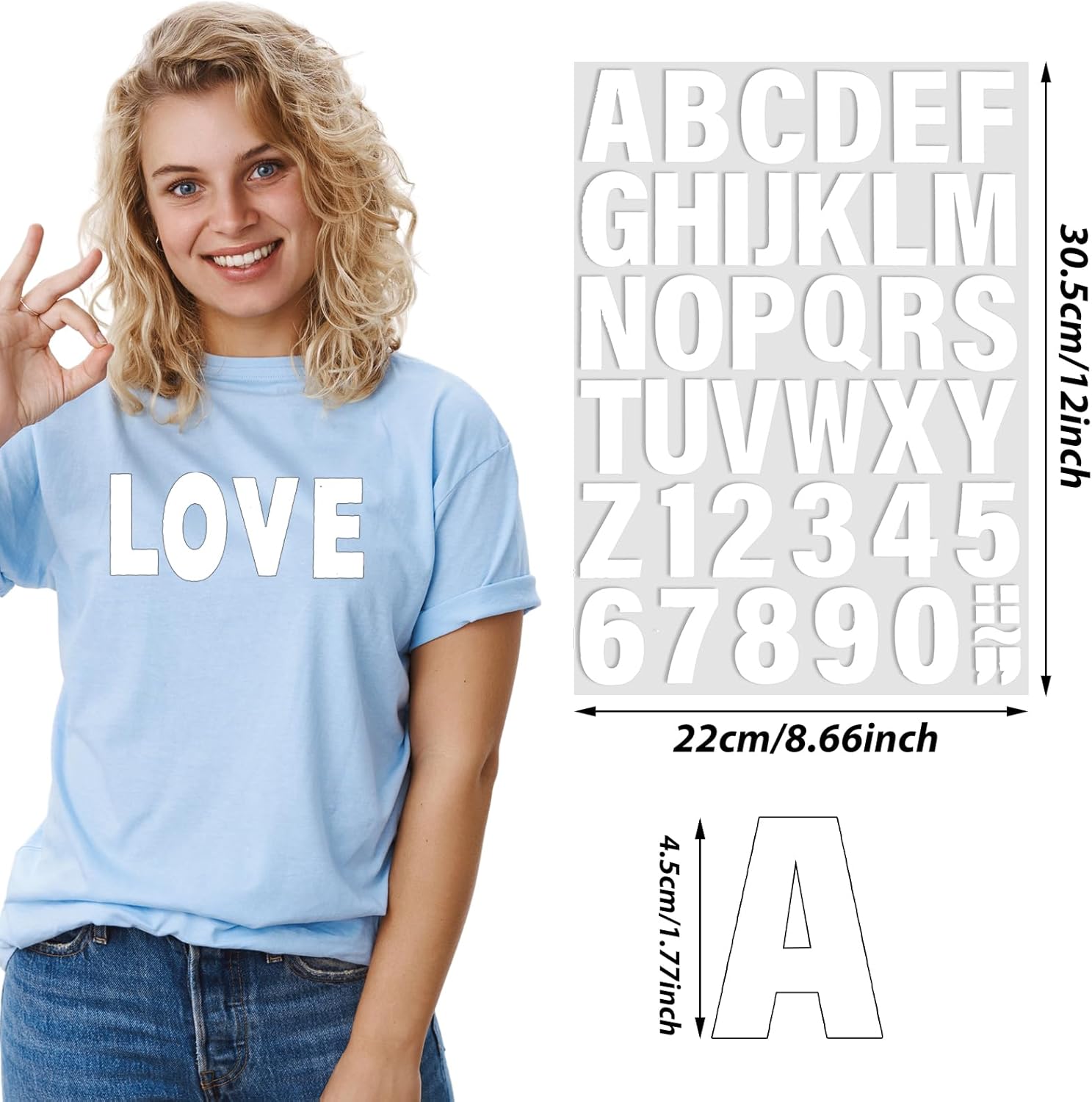 5 Sheets 215 Pieces Iron on Letters and Numbers for Clothing