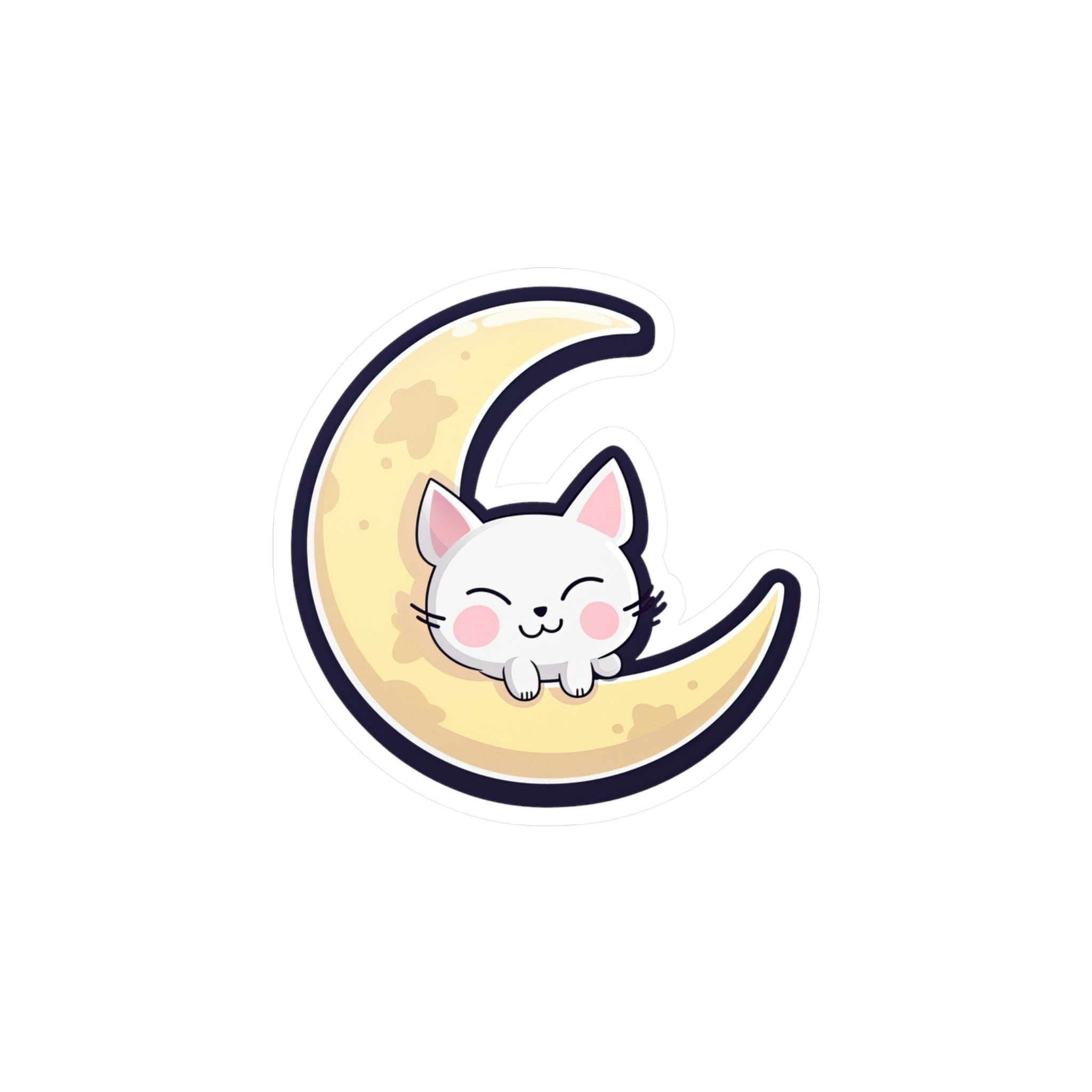 Adorable Cat on Moon Sticker - Perfect for Cat Lovers & Space Enthusiasts 