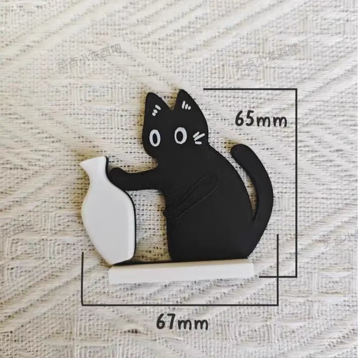 Multi-Functional Cat Fridge Magnet - Flower Vase & Pet Hair/Whisker Storage, Magnetic Display Decor