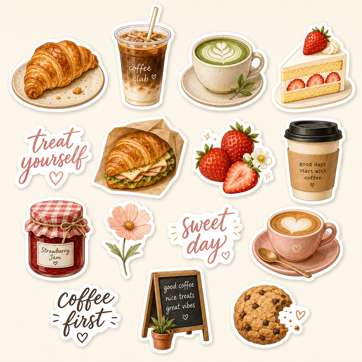 10-Piece Glossy Epoxy Resin Phone Sticker Set