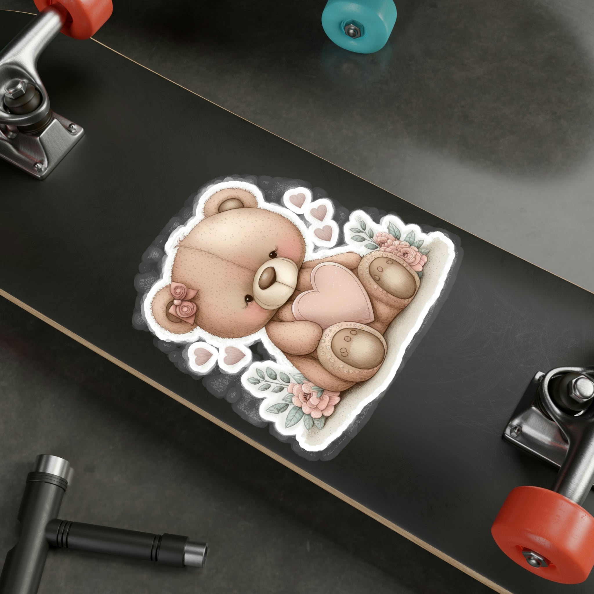 Adorable Retro Teddy Bear Illustration – Pink Blush Perfect for Love Celebrations