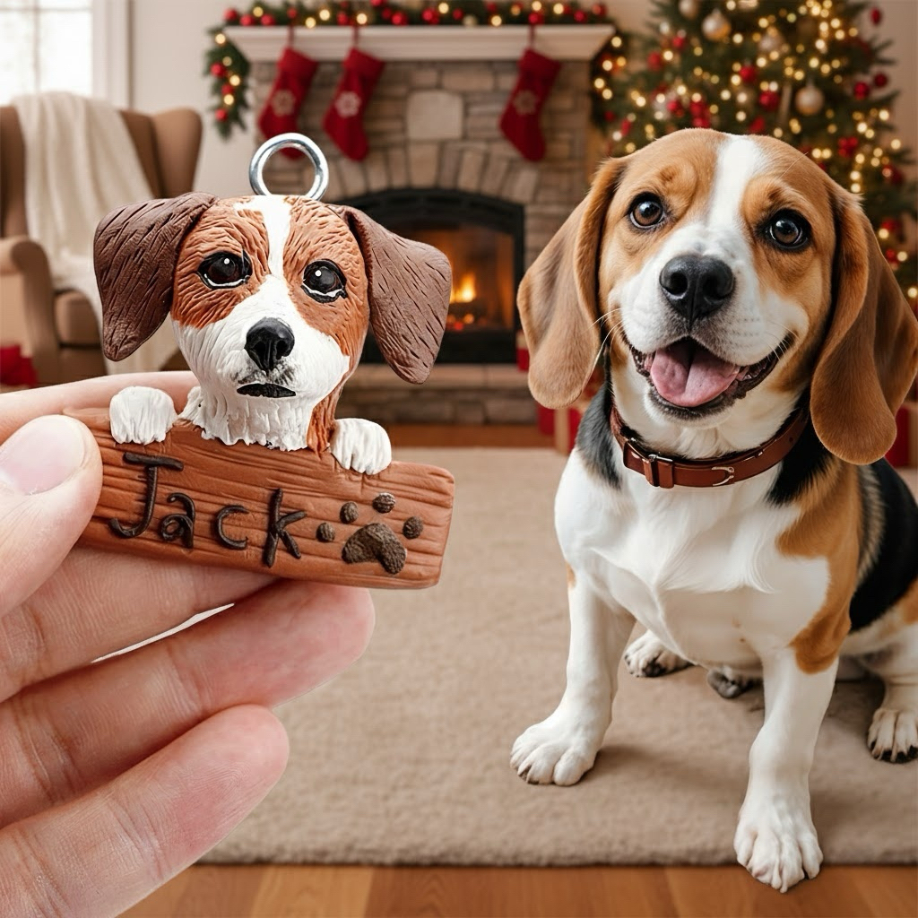 Custom Pet Fridge Magnets Handcrafted Personalized Clay Refrigerator Decor Christmas Gift for Pet Lovers-LuvMyGift.com