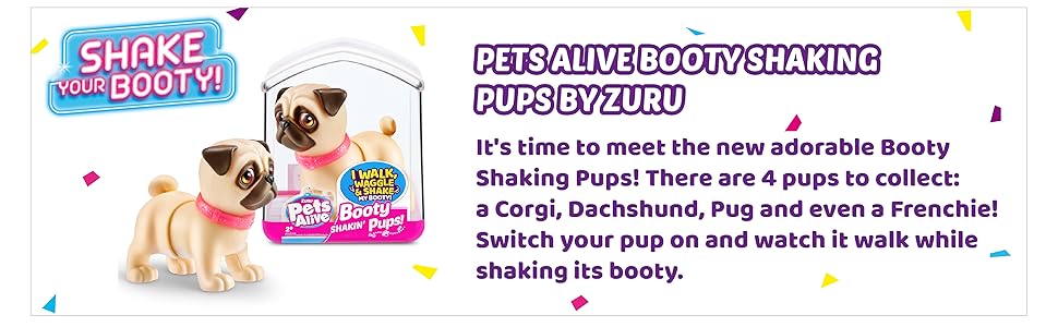 Pets Alive Booty Shaking Pups pug corgi bulldog dog toys mini pet