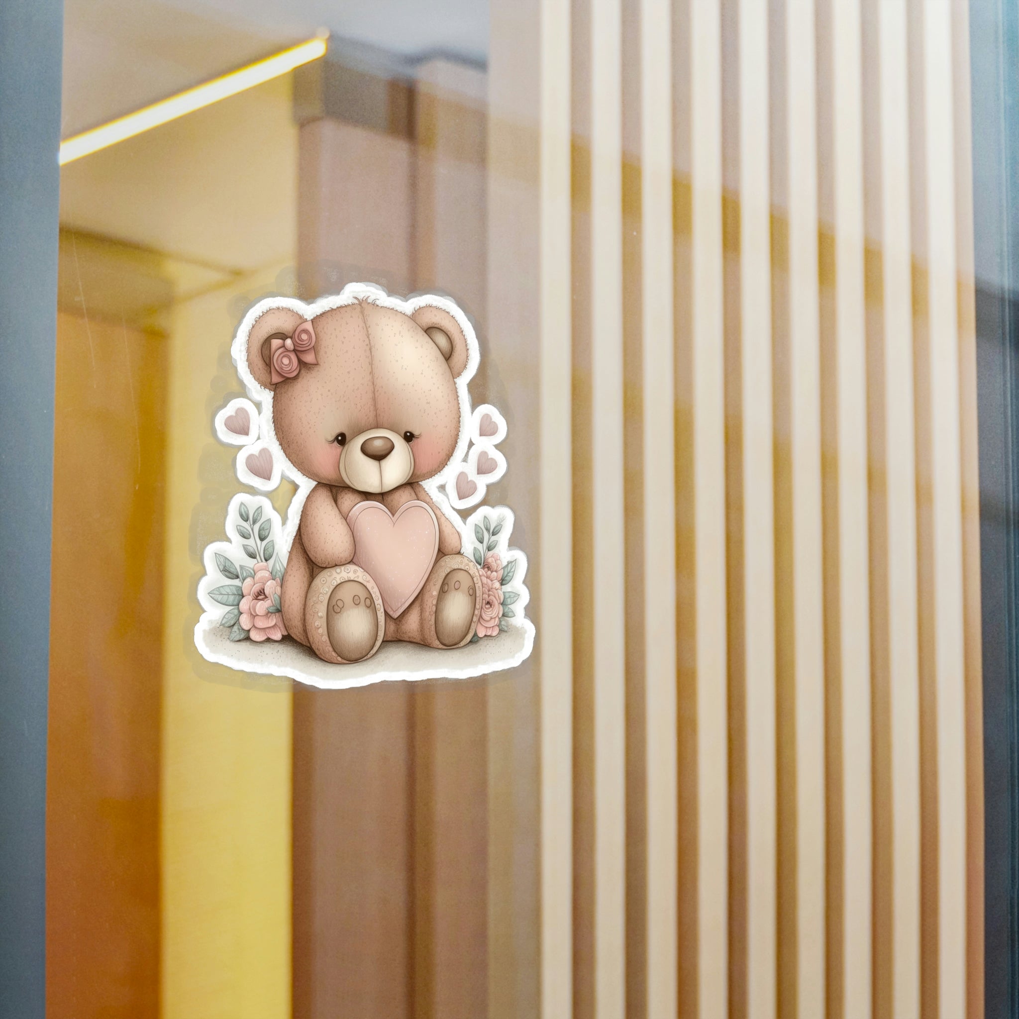 Adorable Retro Teddy Bear Illustration – Pink Blush Perfect for Love Celebrations