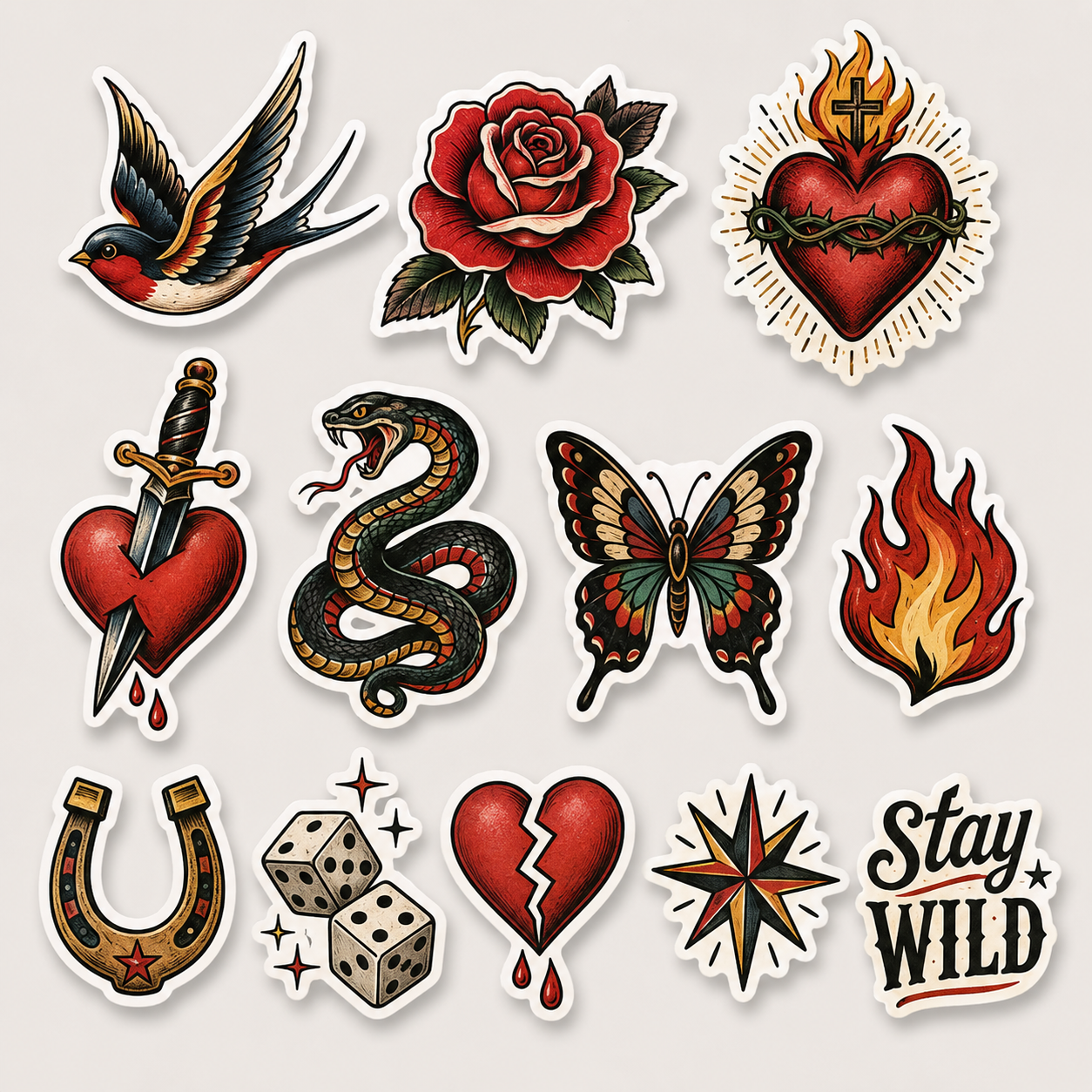 10-Piece Glossy Epoxy Resin Phone Sticker Set