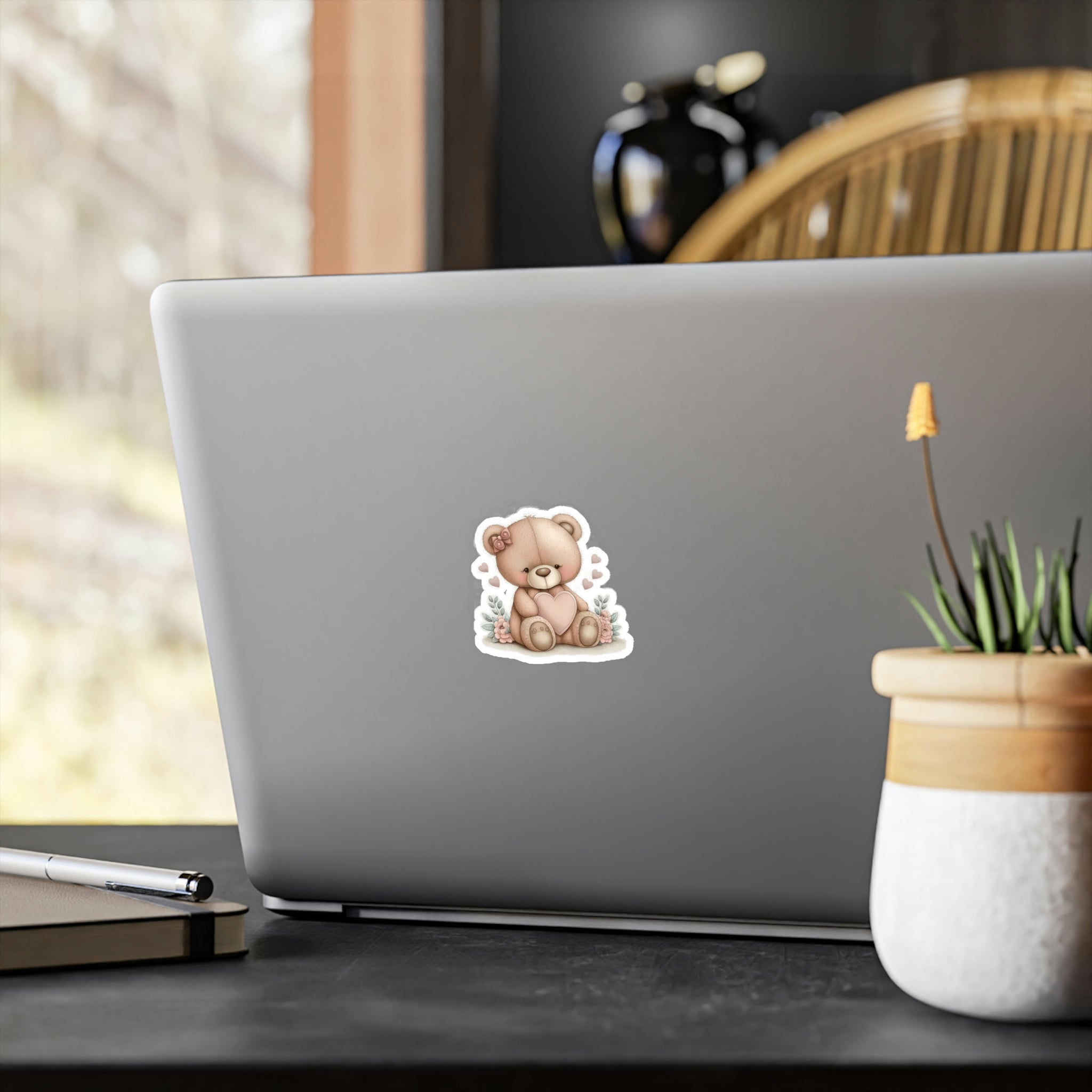 Adorable Retro Teddy Bear Illustration – Pink Blush Perfect for Love Celebrations