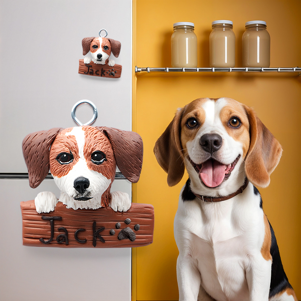 Custom Pet Fridge Magnets Handcrafted Personalized Clay Refrigerator Decor Christmas Gift for Pet Lovers-LuvMyGift.com