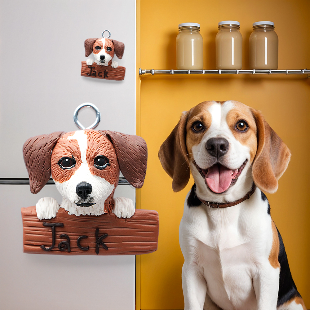 Custom Pet Fridge Magnets Handcrafted Personalized Clay Refrigerator Decor Christmas Gift for Pet Lovers-LuvMyGift.com