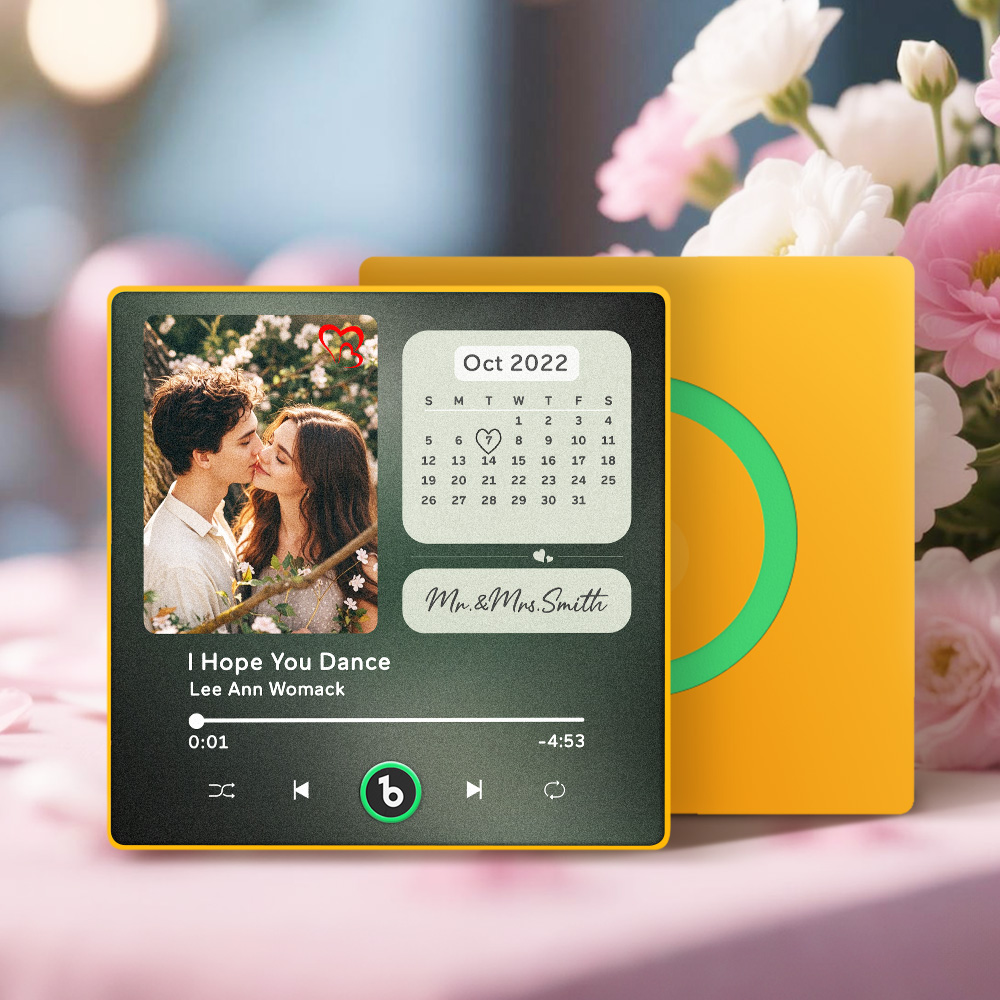 FridgeBeats Framed 4.0 Personalized Photo Calendar Fridge Magnet with Music That Can Play Song Calendar Gifts Valentines Gifts for Couple