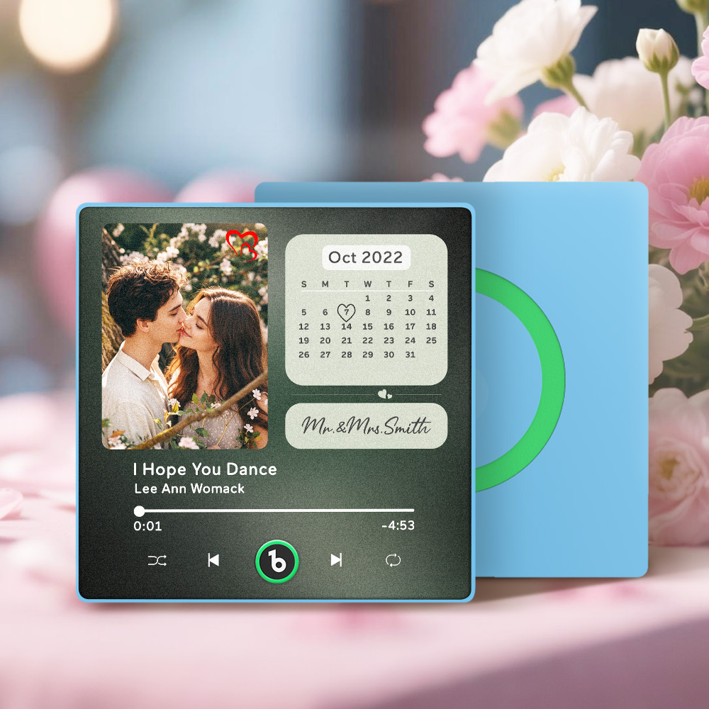 FridgeBeats Framed 4.0 Personalized Photo Calendar Fridge Magnet with Music That Can Play Song Calendar Gifts Valentines Gifts for Couple