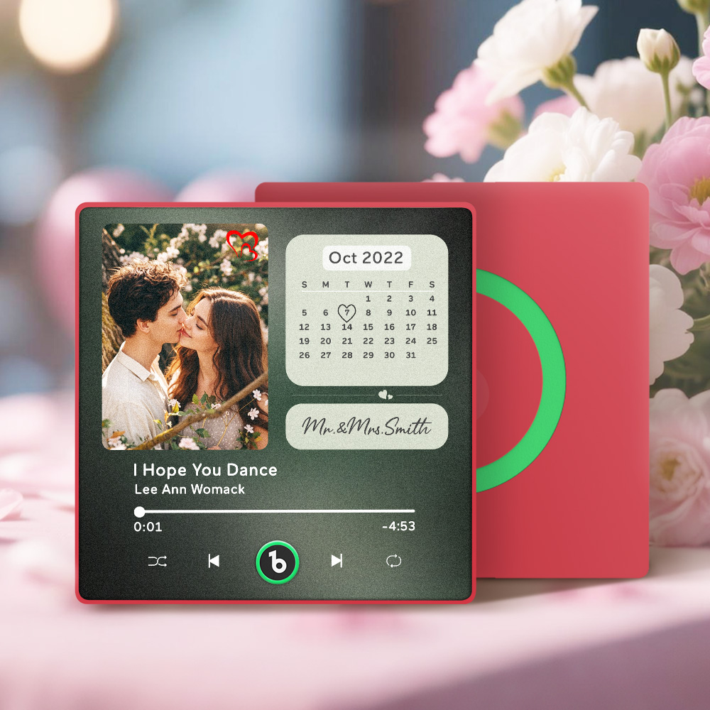 FridgeBeats Framed 4.0 Personalized Photo Calendar Fridge Magnet with Music That Can Play Song Calendar Gifts Valentines Gifts for Couple