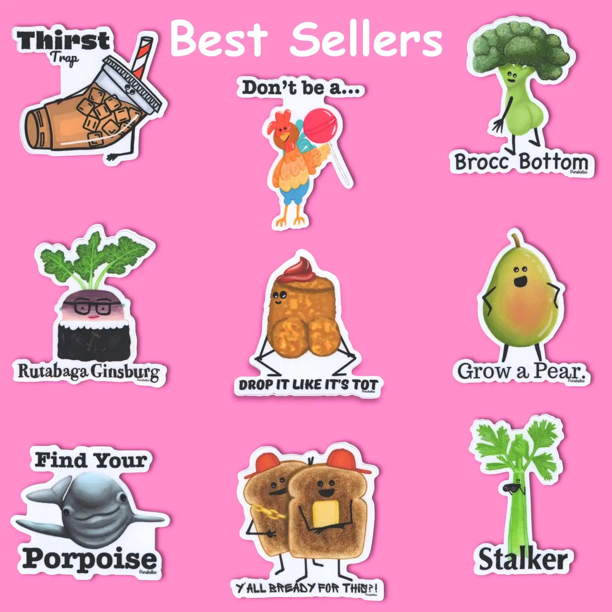 “Choose Your Favorites” Sticker Pack – Funny Hand-Drawn Punny Vinyl Stickers