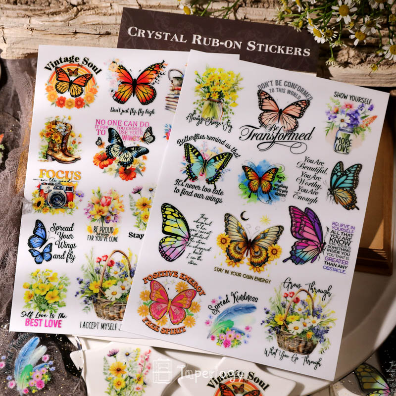 Tona Butterfly Affirmations Crystal Rub-on Stickers