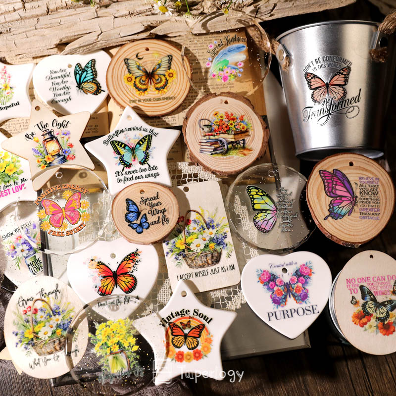 Tona Butterfly Affirmations Crystal Rub-on Stickers