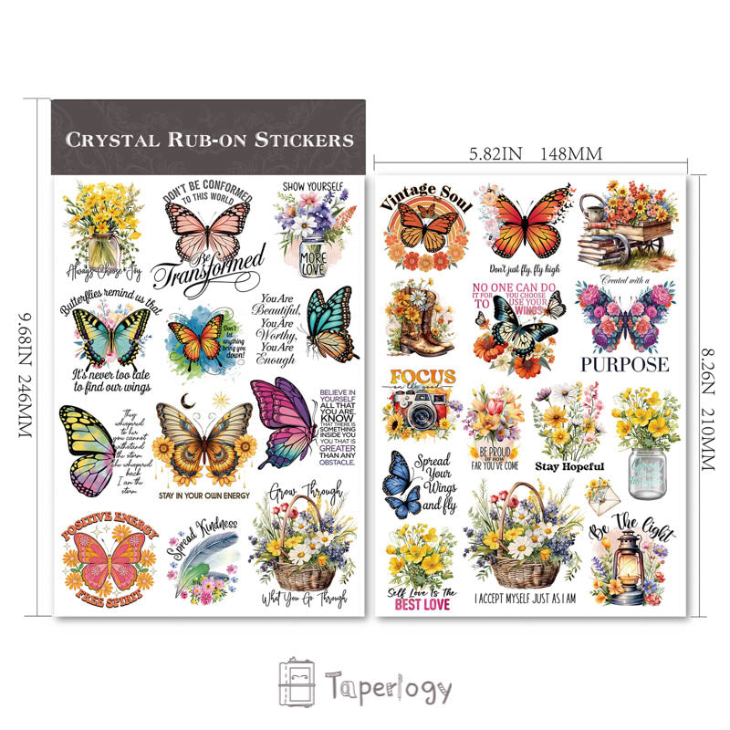 Tona Butterfly Affirmations Crystal Rub-on Stickers