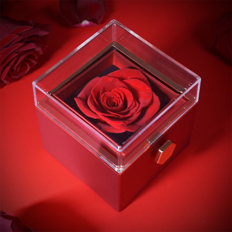 Eternal Rose Rotating Box With Pure Silver Necklace Gift Set