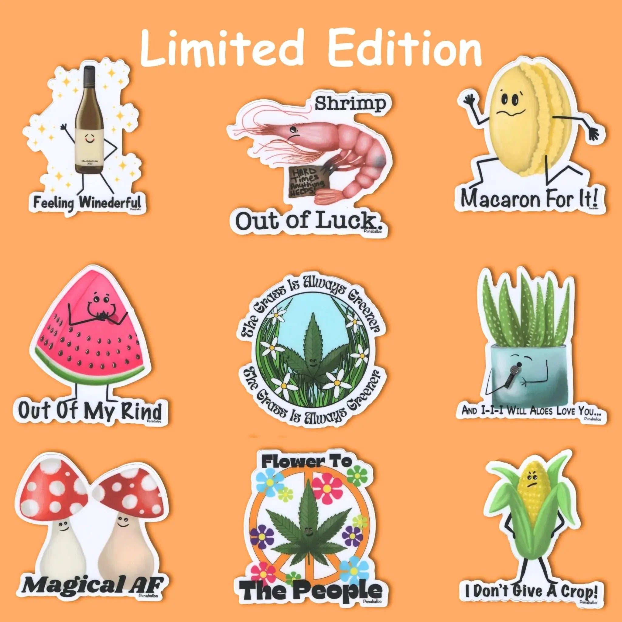 “Choose Your Favorites” Sticker Pack – Funny Hand-Drawn Punny Vinyl Stickers