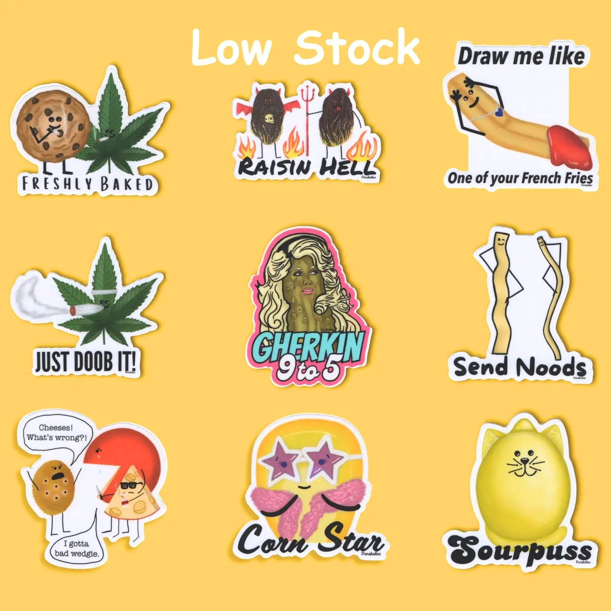 “Choose Your Favorites” Sticker Pack – Funny Hand-Drawn Punny Vinyl Stickers