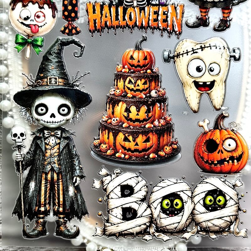 Halloween embossed stickers