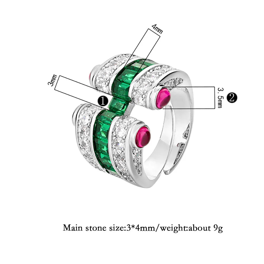  Lab-Grown Ruby, Emerald & Sapphire Cocktail Ring 