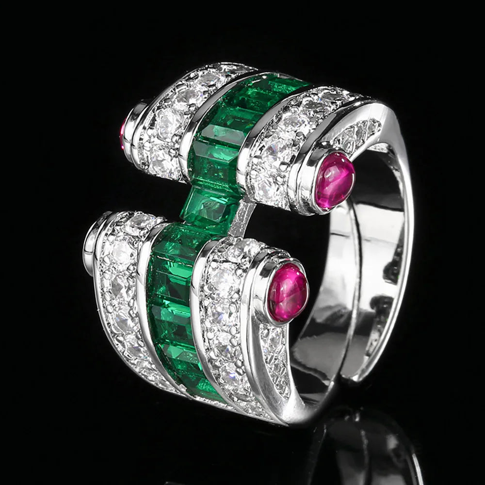  Lab-Grown Ruby, Emerald & Sapphire Cocktail Ring 