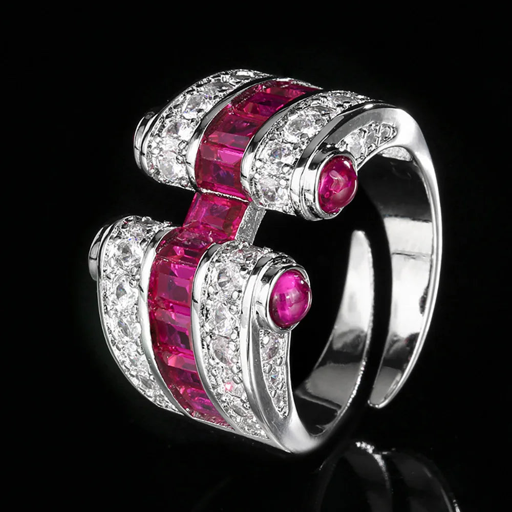  Lab-Grown Ruby, Emerald & Sapphire Cocktail Ring 