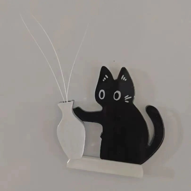 Multi-Functional Cat Fridge Magnet - Flower Vase & Pet Hair/Whisker Storage, Magnetic Display Decor