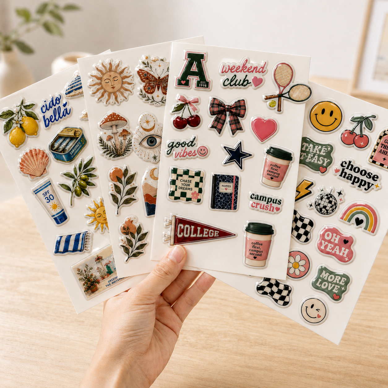 10-Piece Glossy Epoxy Resin Phone Sticker Set