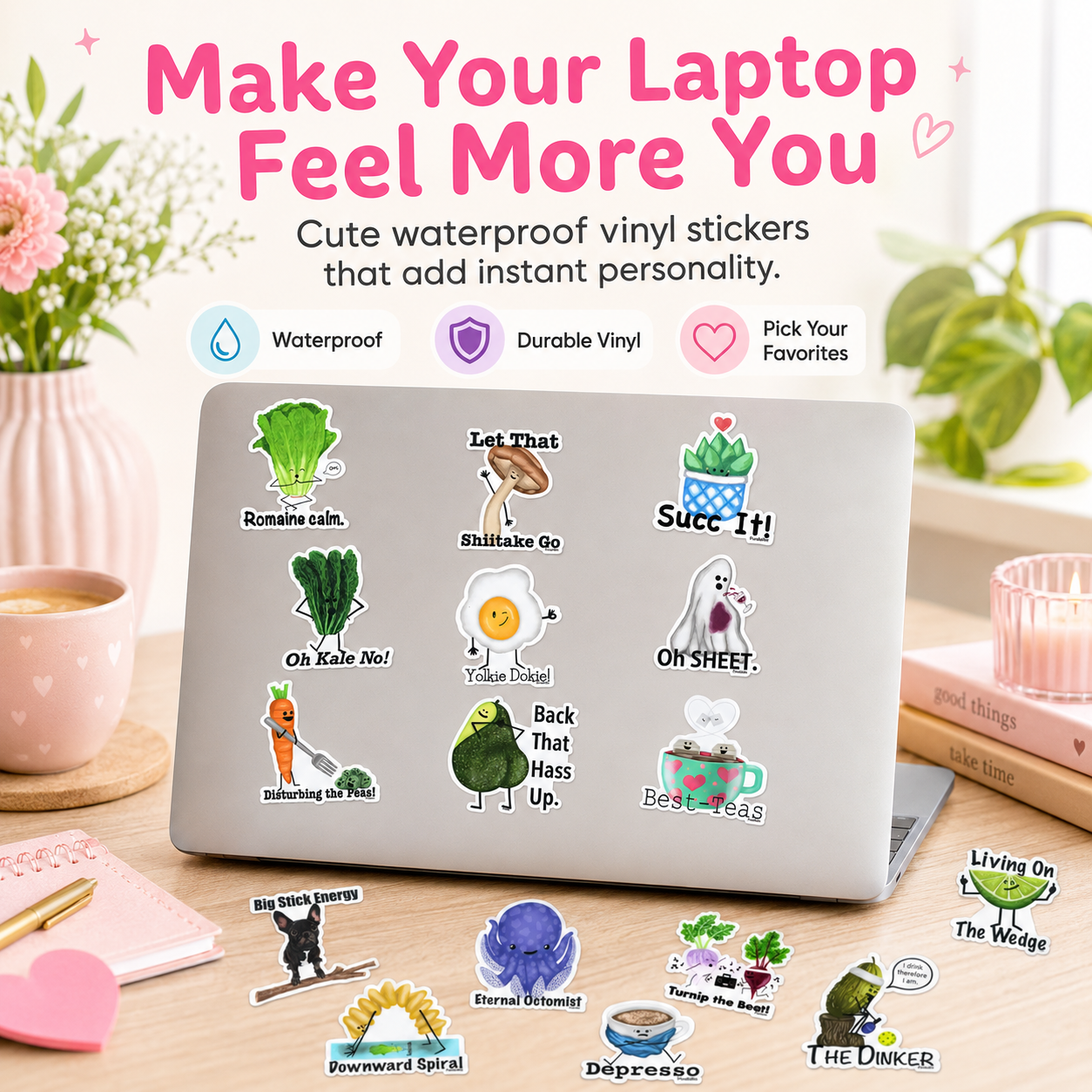 “Choose Your Favorites” Sticker Pack – Funny Hand-Drawn Punny Vinyl Stickers